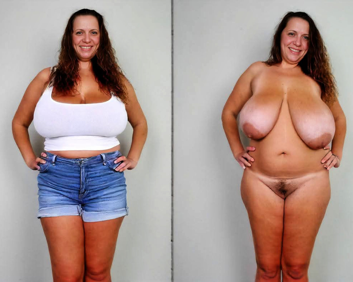 Glossy 8x10 Busty Nude Sexy Girl Next Door On/Off S86854